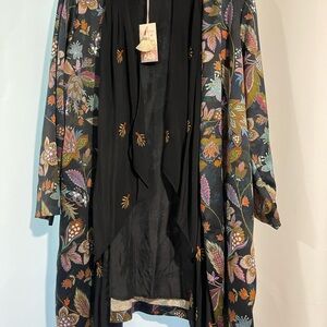 Johnny Was NWT Black Floral Cape